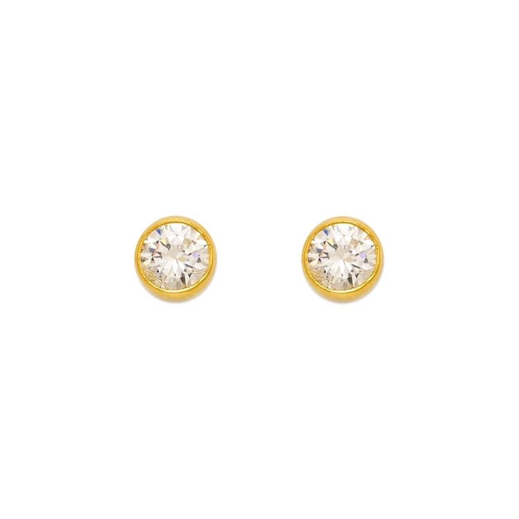 NEW 14K YELLOW GOLD ROUND BEVELED STUD EARRINGS: NEW 14K YELLOW GOLD ROUND BEVELED STUD EARRINGS ROUND BEVELED STUD EARRINGS NEW 14K YELLOW GOLD Width: Approx. 6mm Apx WEIGHT: 2g