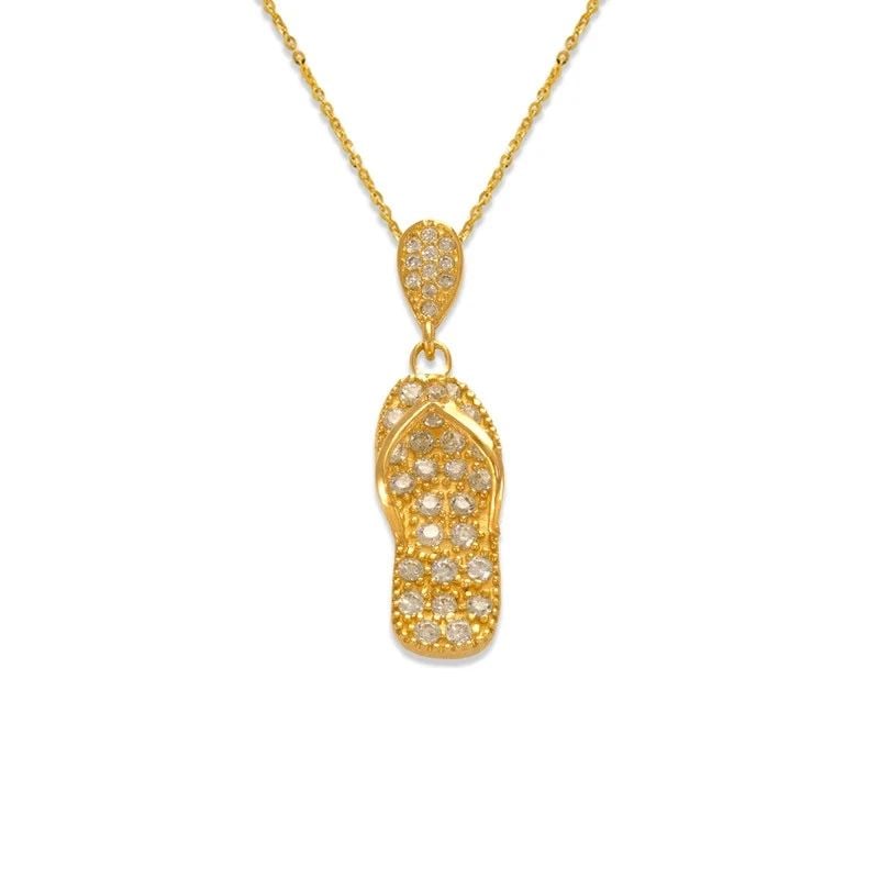 NEW 14K YELLOW GOLD FANCY SANDAL PENDANT (1 of 2)