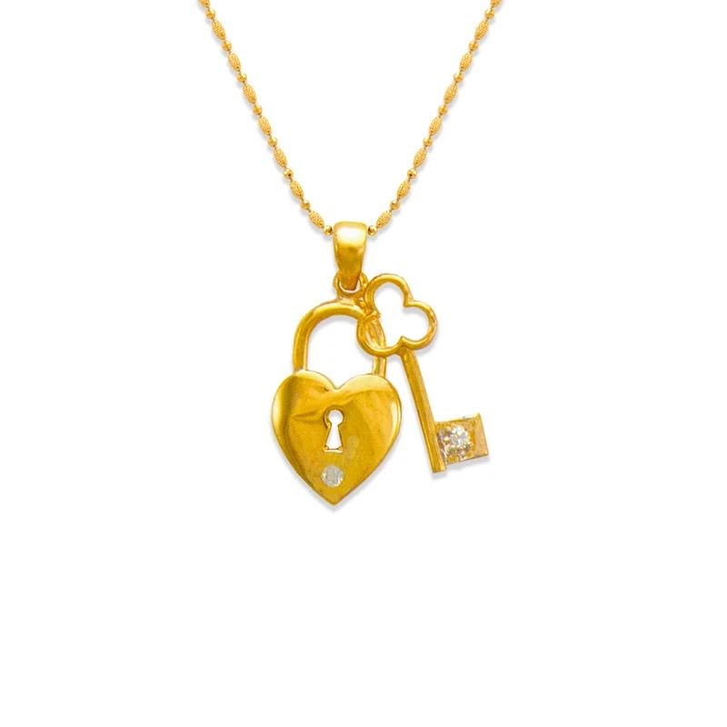 NEW 14K YELLOW GOLD HEART LOCKET AND KEY PENDANT (1 of 2)