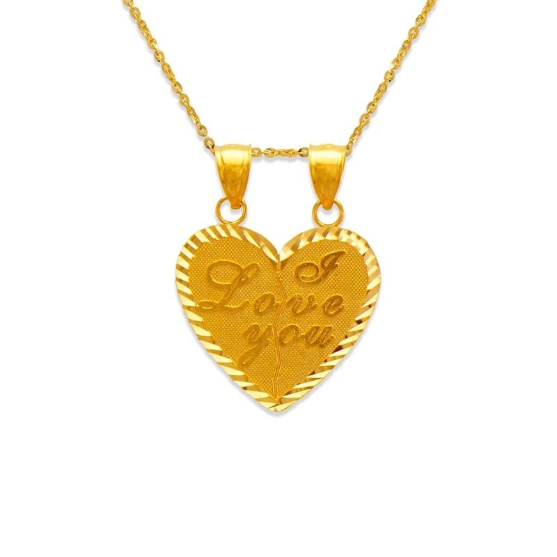 NEW 14K YELLOW GOLD I LOVE YOU HEART PENDANT (1 of 2)
