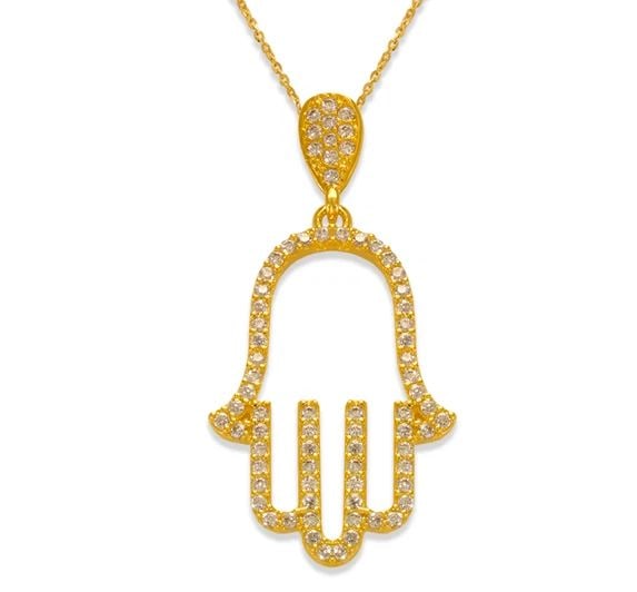 NEW 14K YELLOW GOLD FANCY HAND OF FATIMA PENDANT (1 of 2)