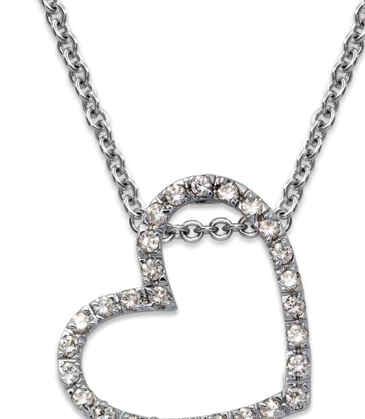 NEW 14K WHITE GOLD 21MM HEART PENDANT (1 of 2)