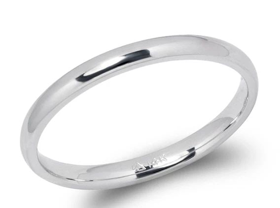 NEW 14K WHITE GOLD 2MM PLAIN WHITE WEDDING BAND (1 of 2)