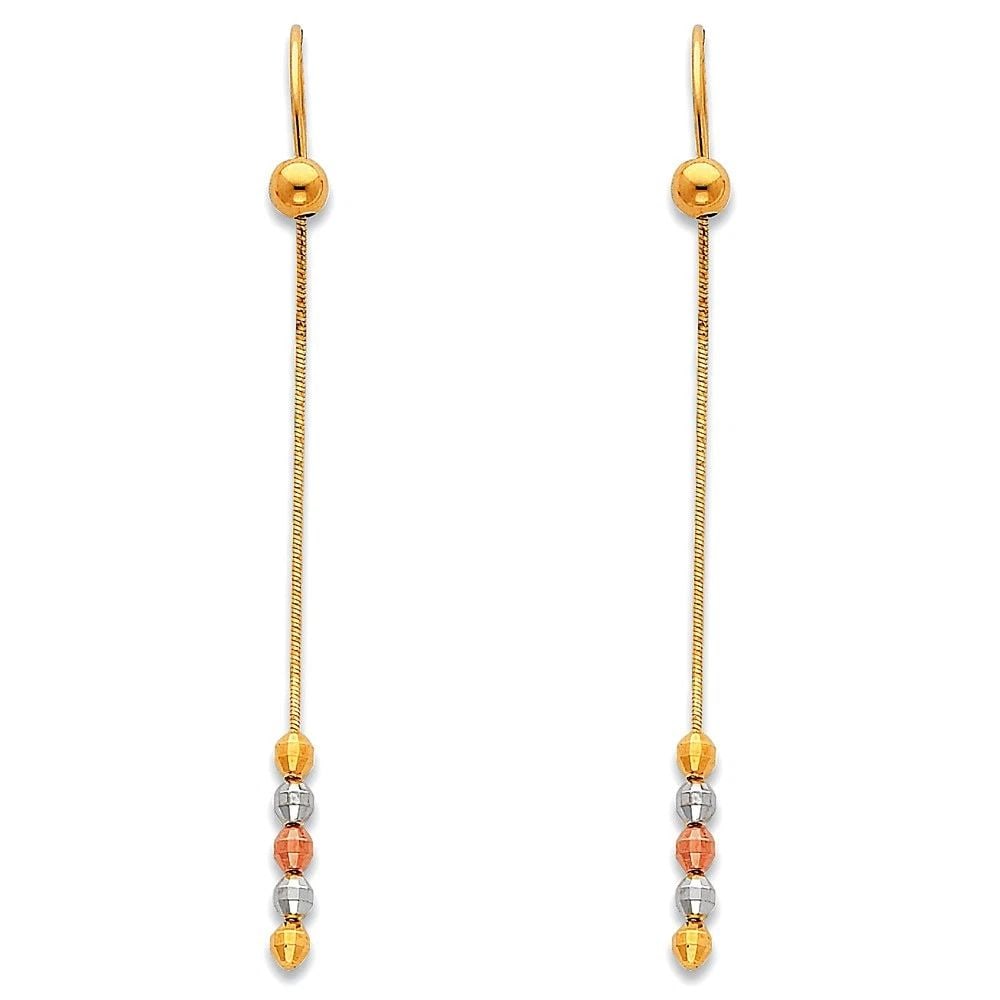 NEW 14K TRI COLOR GOLD HANGING EARRINGS (1 of 2)