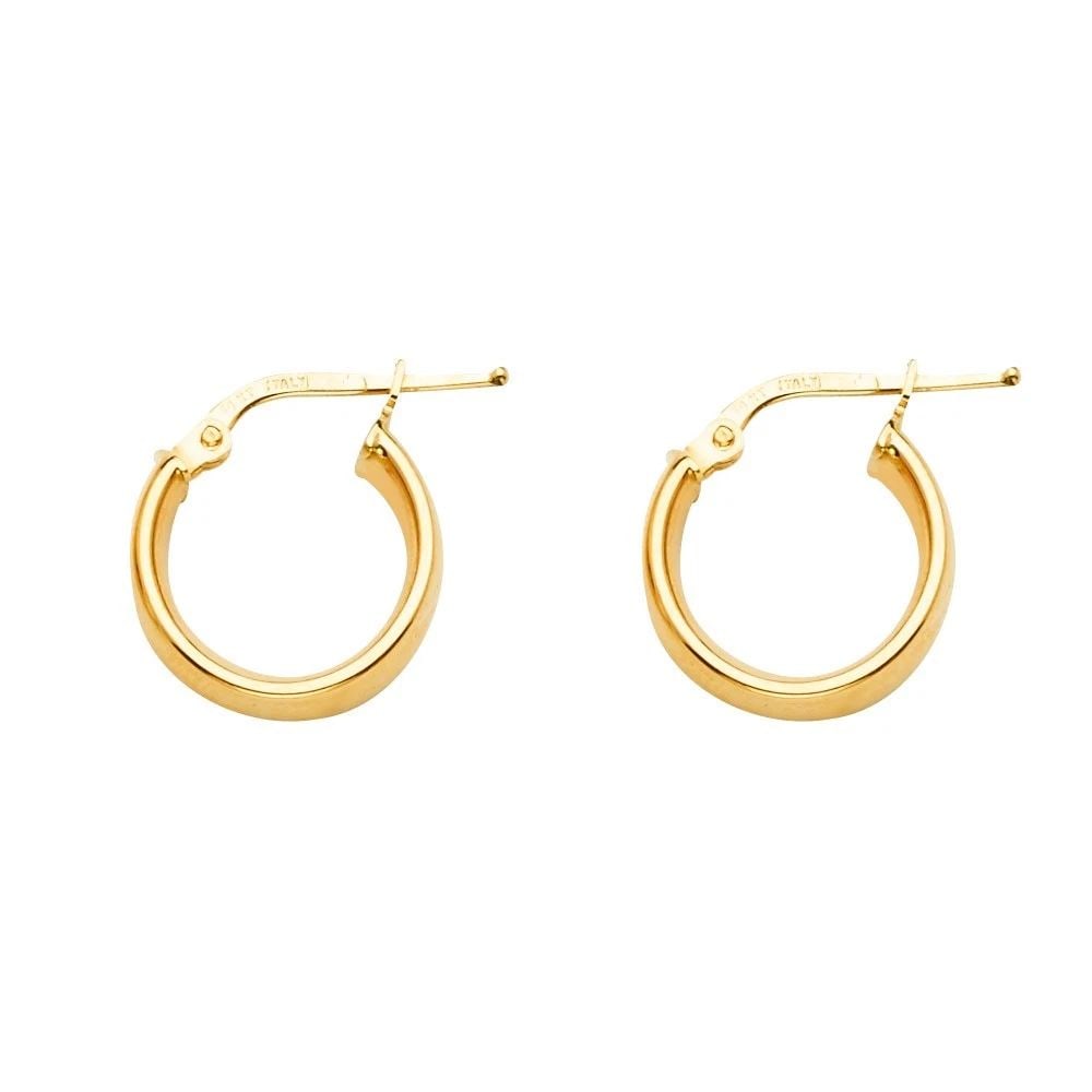 NEW 14K YELLOW GOLD BASIC HOLLOW HOOP EARRINGS (1 of 2)