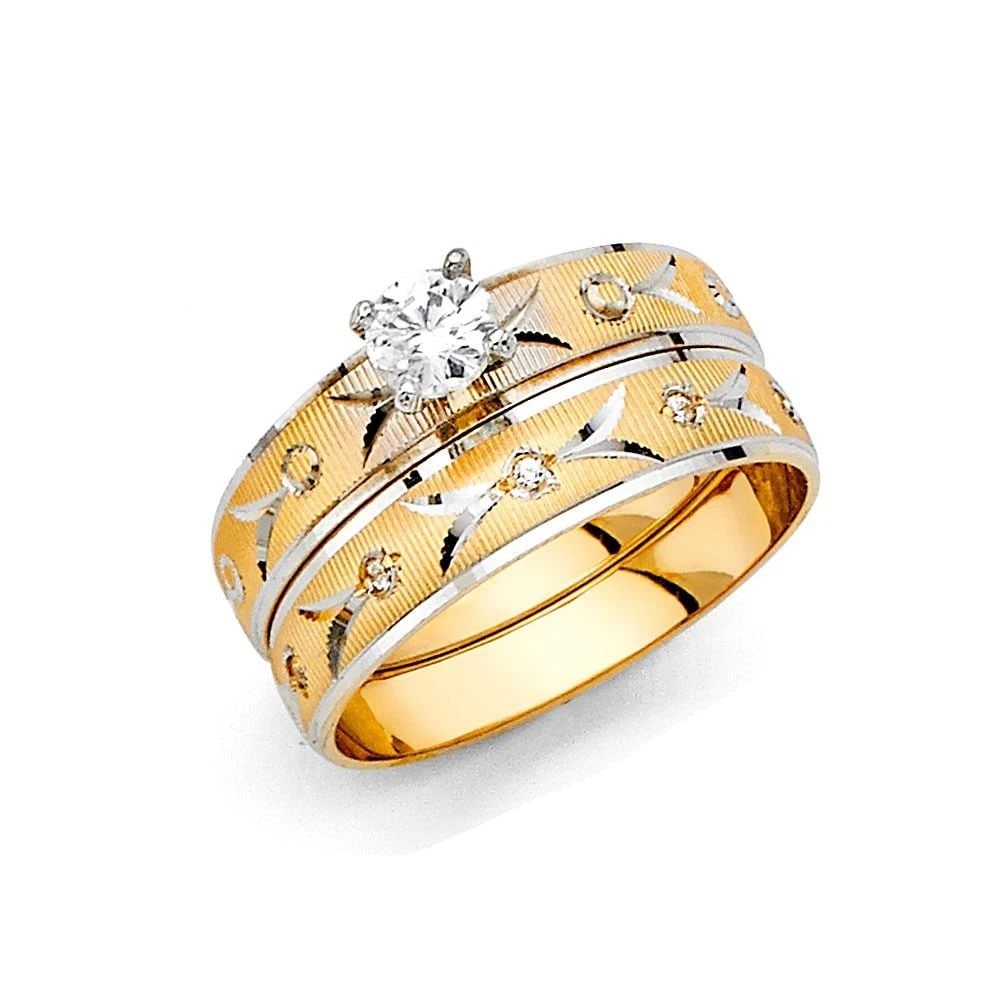 NEW 14K TWO TONE GOLD LADIES ENGAGEMENT RING -SIZE 7: NEW 14K TWO TONE GOLD LADIES ENGAGEMENT RING LADIES ENGAGEMENT RING NEW 14K TWO TONE GOLD WIDTH : 4 mm Average Apx. WEIGHT : 2g