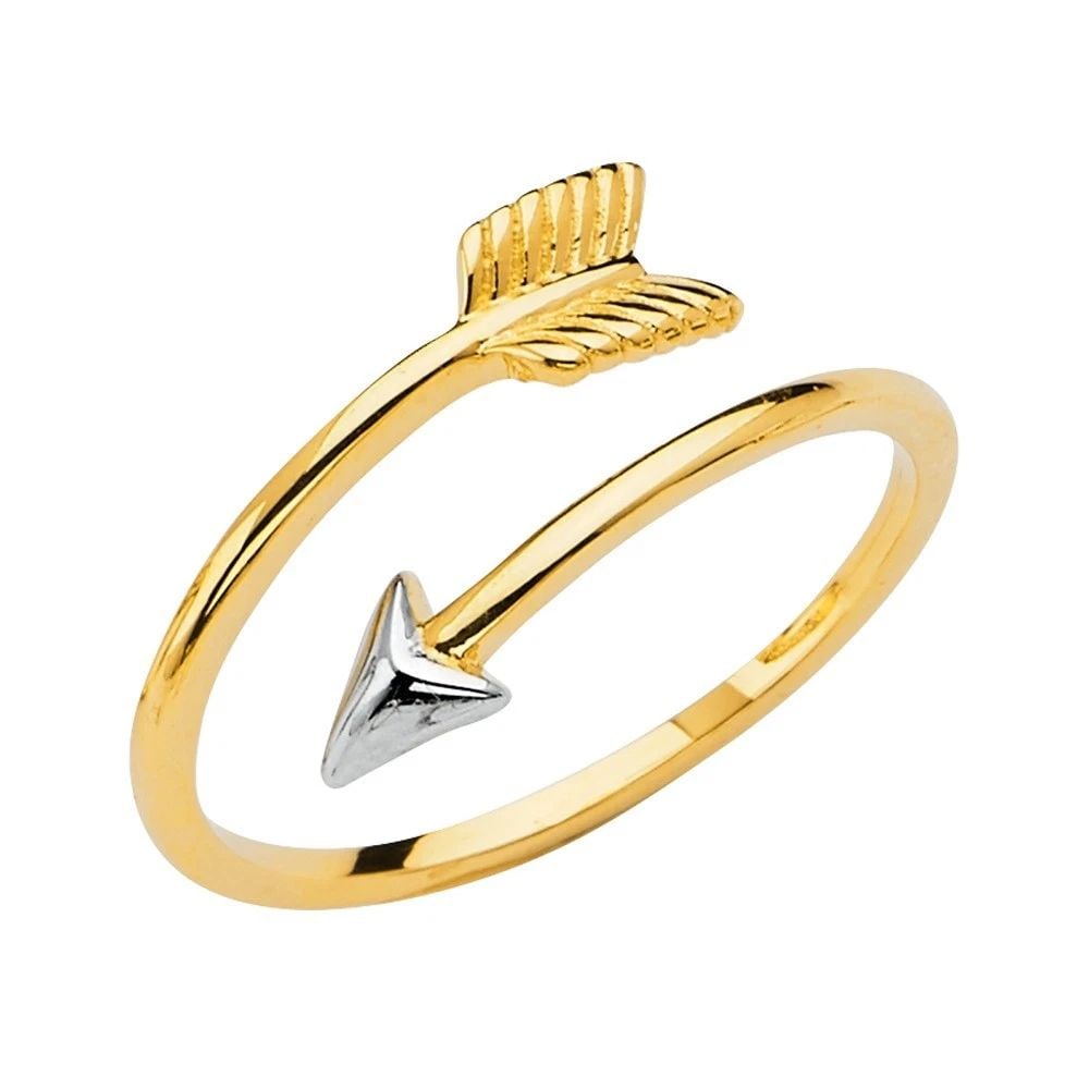 NEW 14K TWO TONE GOLD ARROW RING SIZE ADJUSTABLE - SIZE 7 (1 of 2)