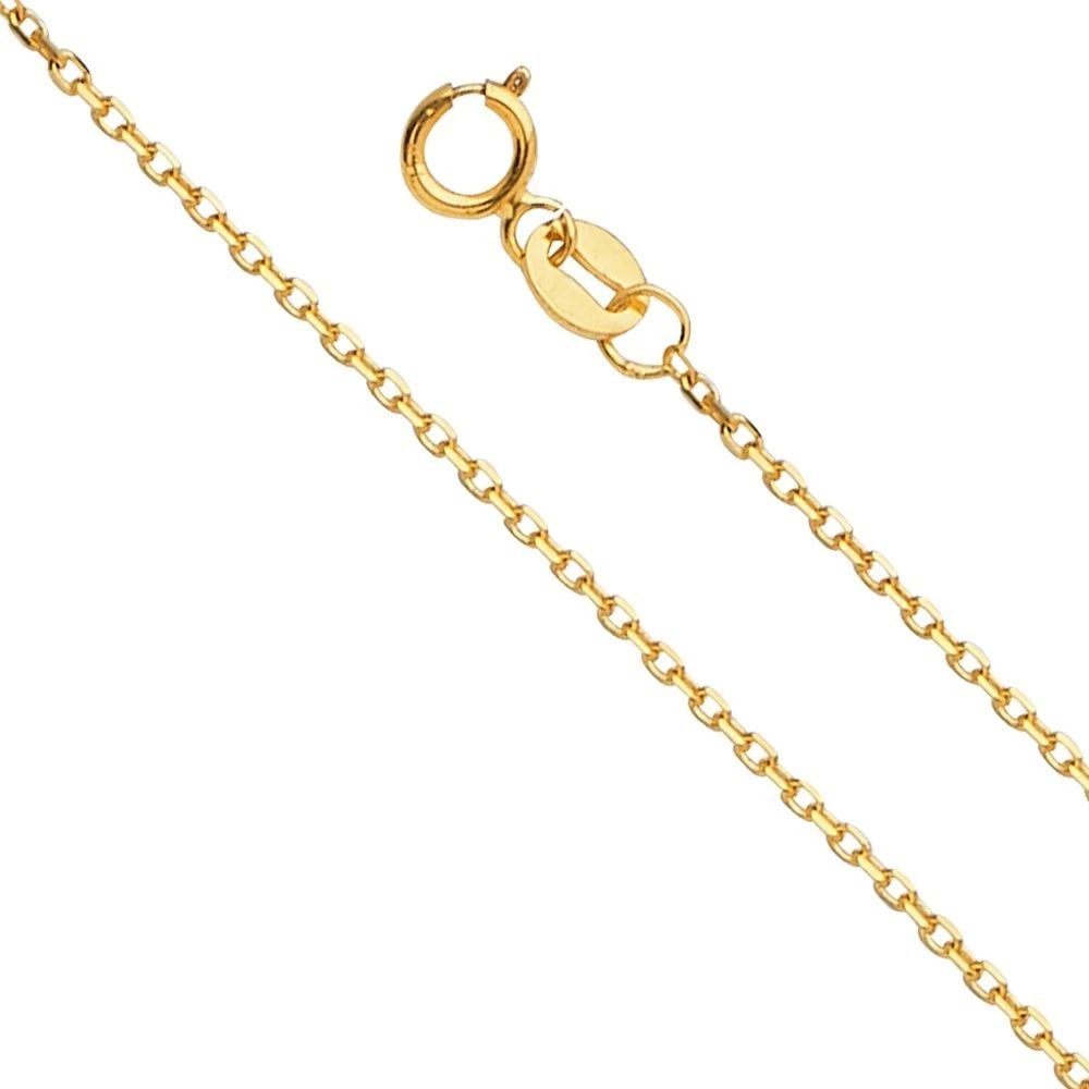 NEW 14K YELLOW GOLD 1.2MM ANGLE CUT OVAL ROLO 035 CHAIN (1 of 2)