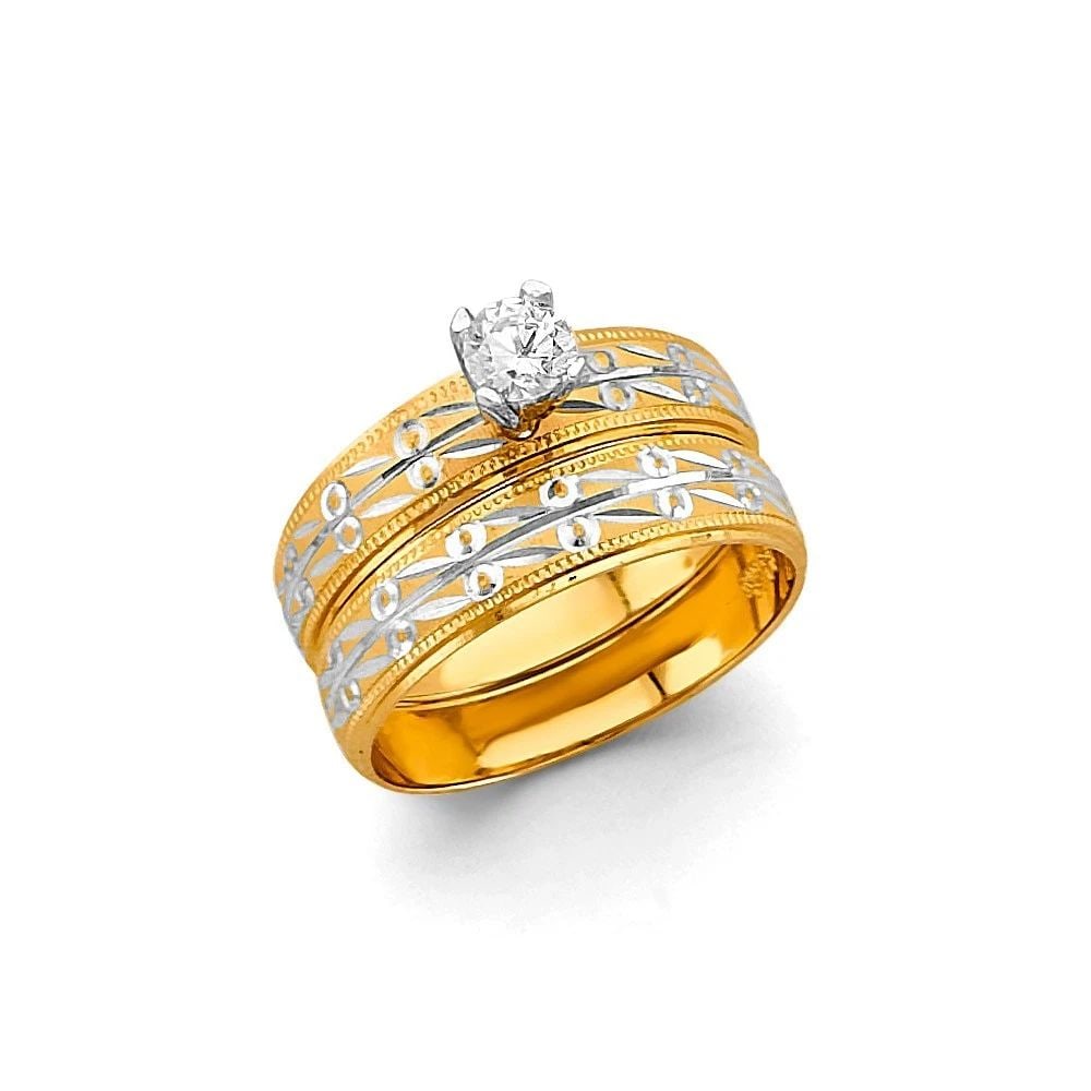 NEW 14K TWO TONE GOLD LADIES WEDDING BAND -SIZE 7 (1 of 2)
