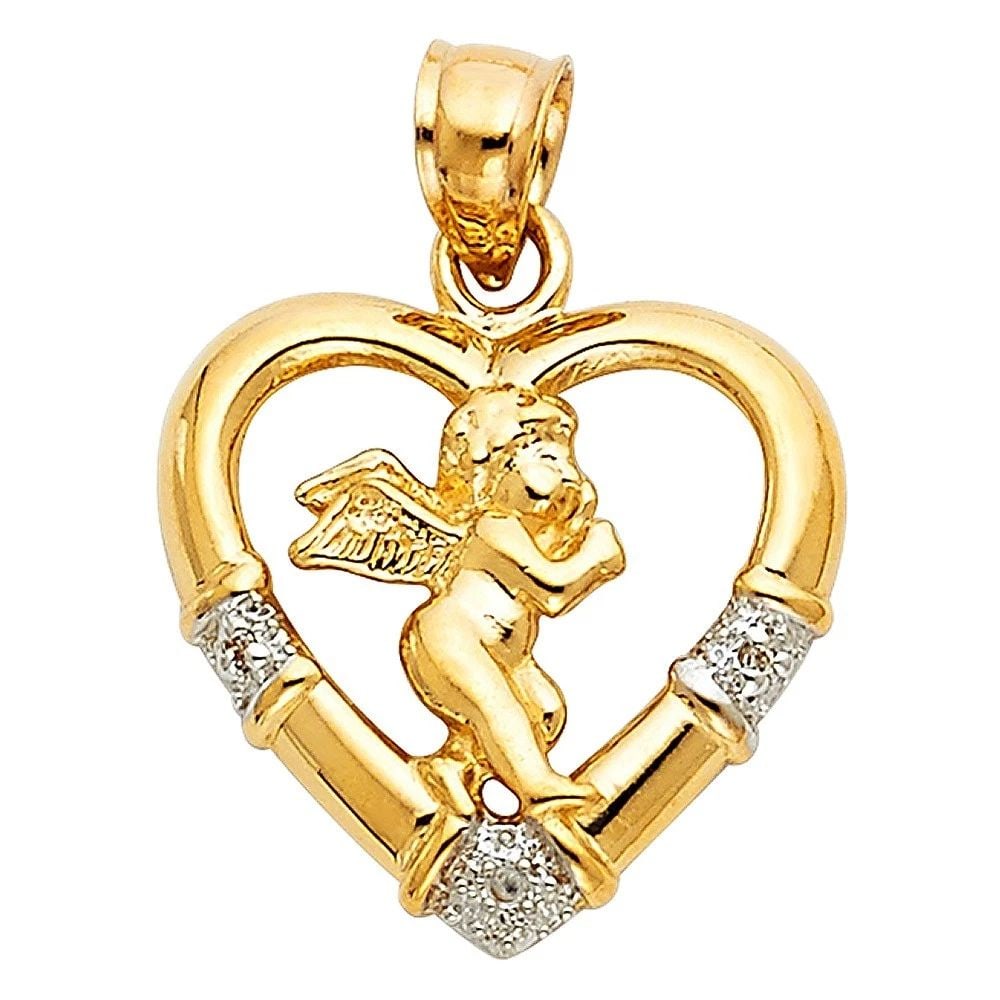 NEW 14K TWO TONE GOLD ANGEL PENDANT (1 of 2)