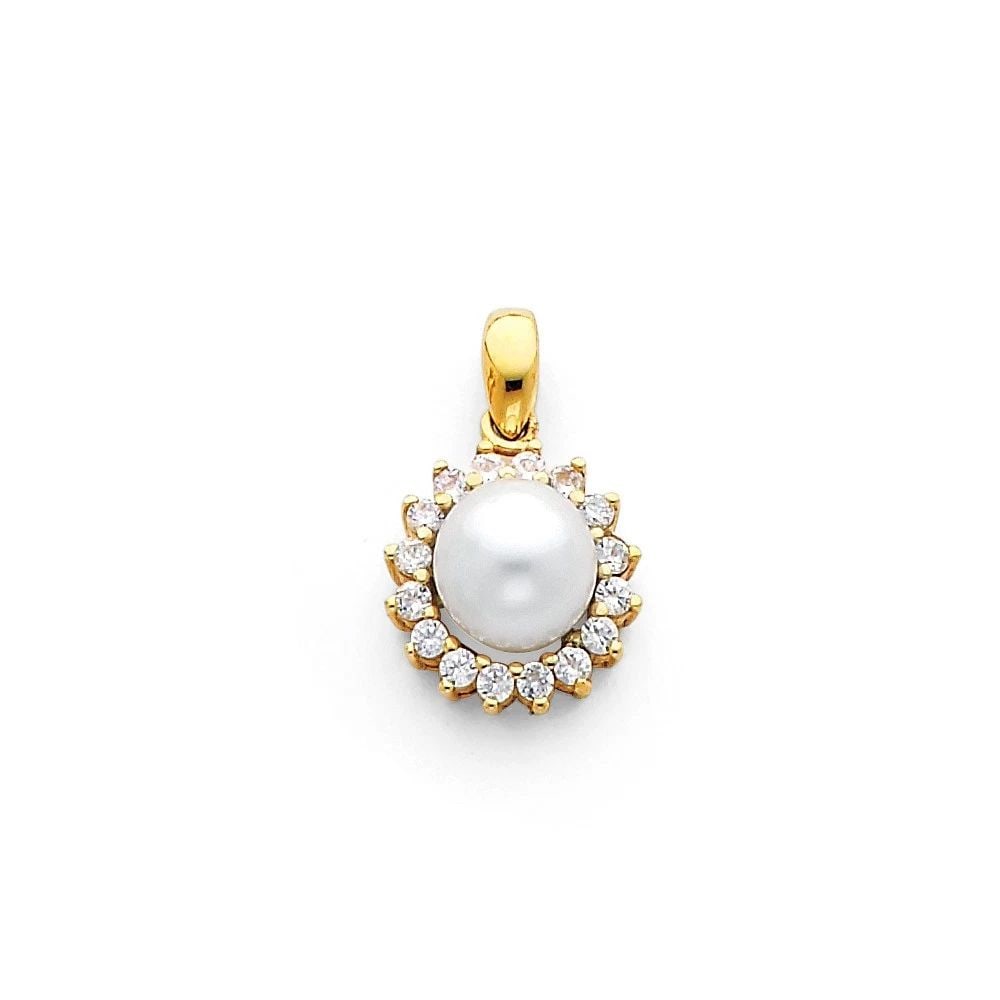 NEW 14K YELLOW GOLD PEARL PENDANT (1 of 2)