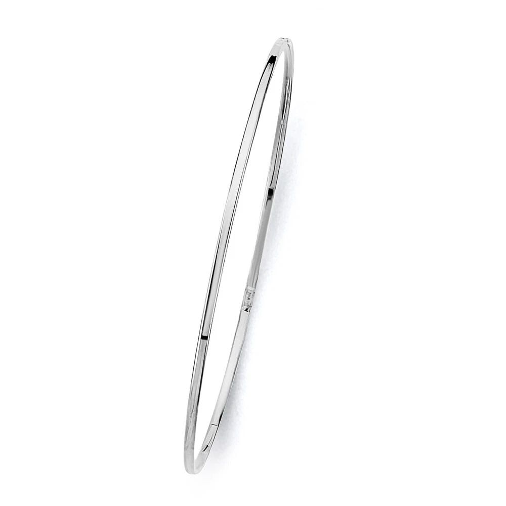 NEW 14K WHITE GOLD 1.5MM THIN LIGHT PLAIN BANGLE: NEW 14K WHITE GOLD 1.5MM LIGHT PLAIN BANGLE LIGHT PLAIN BANGLE NEW 14K WHITE GOLD LENGTH - 7in Apx WEIGHT - 1.4g