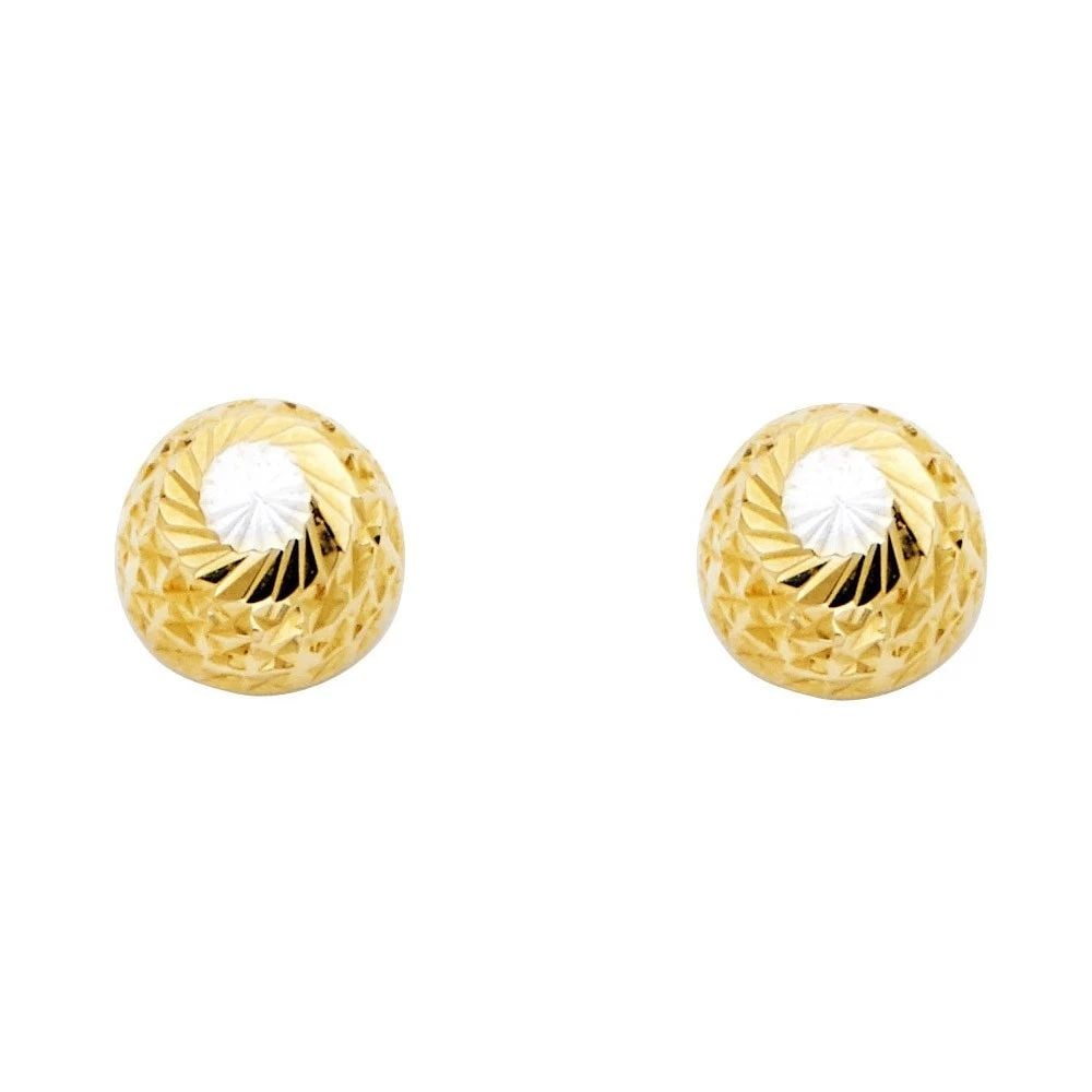 NEW 14K TWO TONE GOLD 9.5MM DC HOLLOW BALL EARRINGS WITH PUCH-BACK (1 of 2)