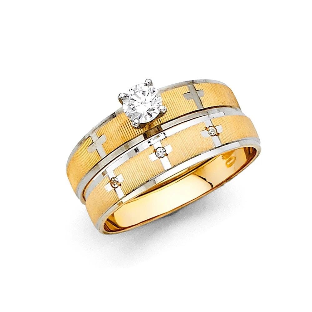 NEW 14K TWO TONE GOLD LADIES ENGAGEMENT RING -SIZE 7: NEW 14K TWO TONE GOLD LADIES ENGAGEMENT RING LADIES ENGAGEMENT RING NEW 14K TWO TONE GOLD WIDTH : 4 mm Average Apx. WEIGHT : 1.9g