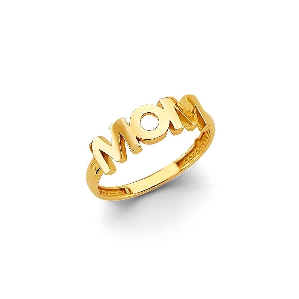 NEW 14K YELLOW GOLD POLISH MOM RING -SIZE 7 (1 of 2)