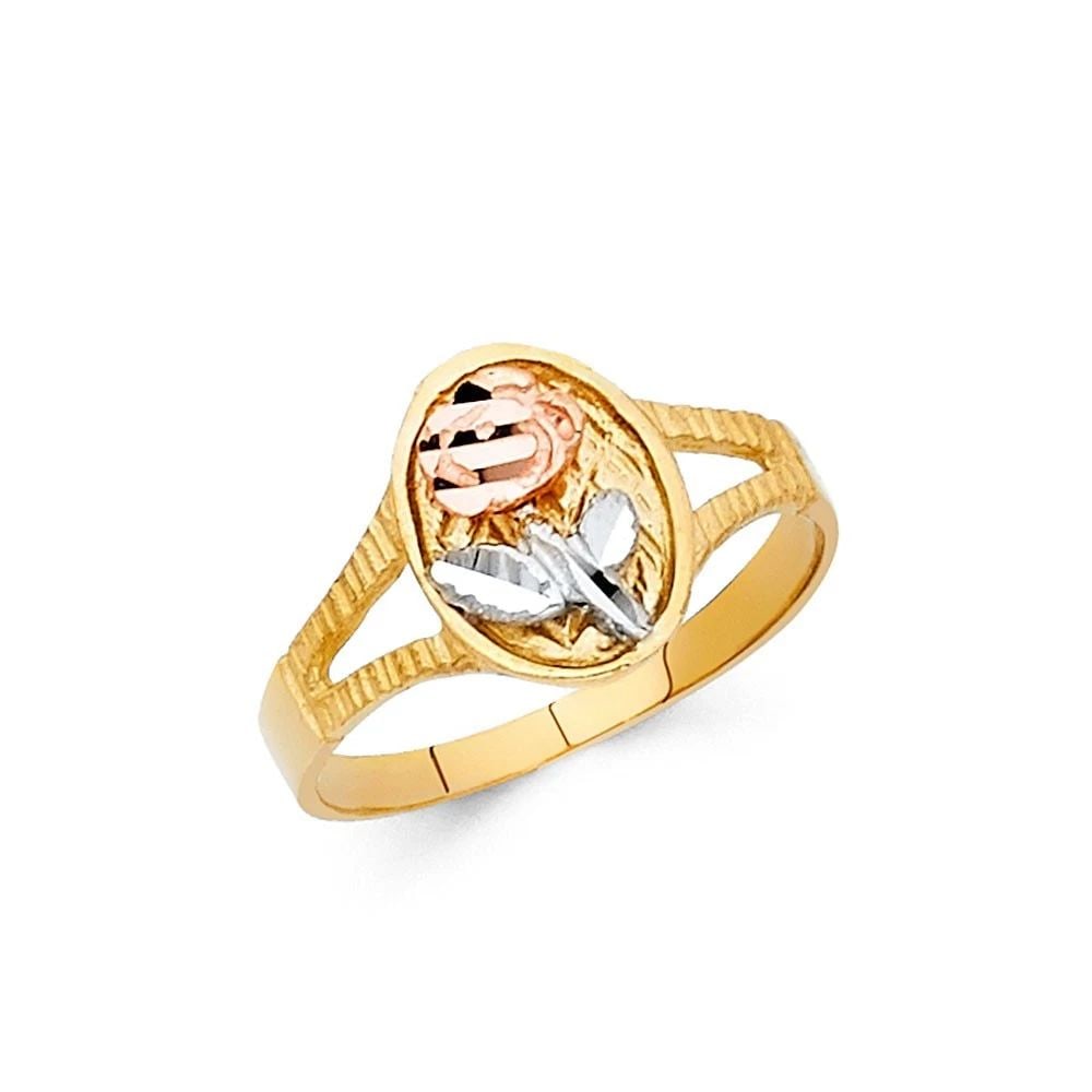 NEW 14K TRI COLOR GOLD FANCY FLOWER RING -SIZE 7 (1 of 2)
