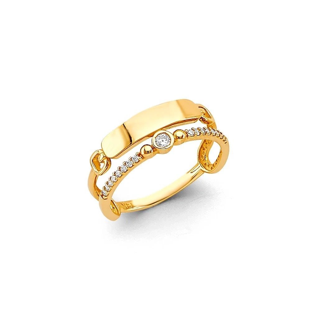 NEW 14K YELLOW GOLD 2 LINE LADIES RING -SIZE 7 (1 of 2)
