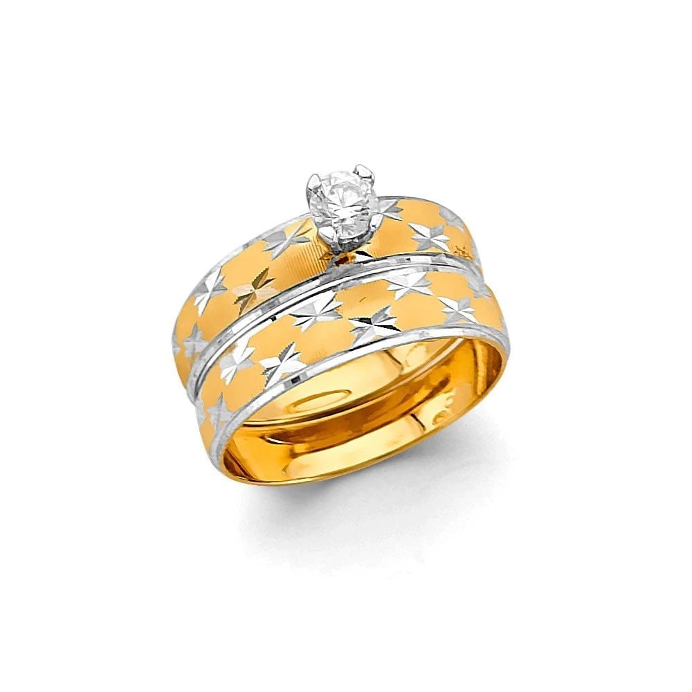 NEW 14K TWO TONE GOLD LADIES WEDDING BAND- SIZE 7 (1 of 2)