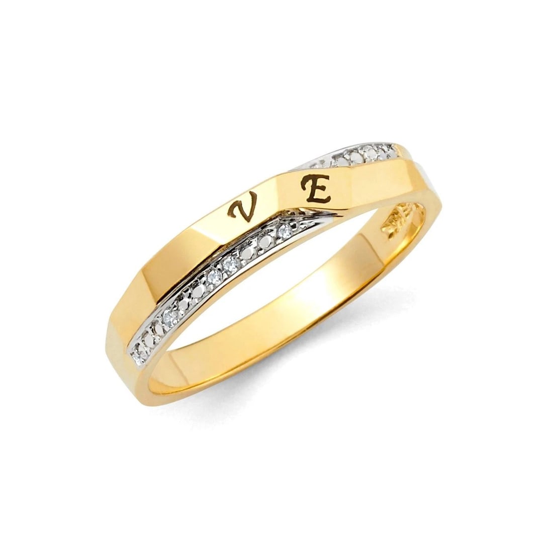 NEW 14K TWO TONE GOLD LADIES WEDDING BAND -SIZE 7 (1 of 2)