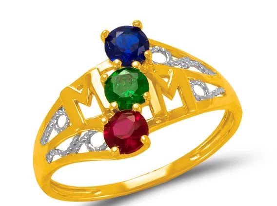 NEW 14K TWO TONE GOLD MOM RING (1 of 2)