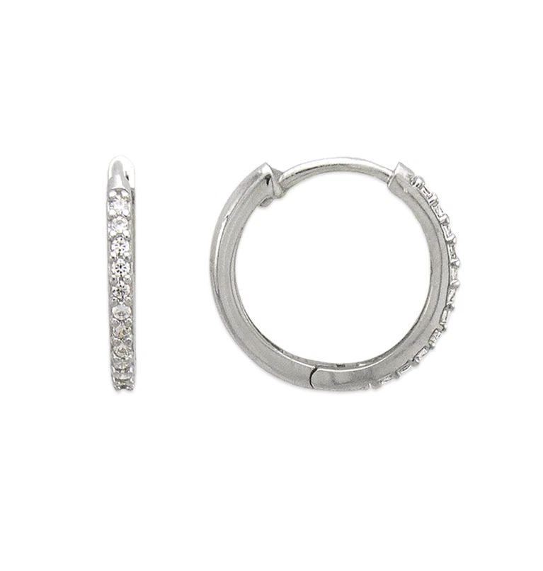NEW 14K WHITE GOLD FANCY HUGGIE EARRINGS: NEW 14K WHITE GOLD FANCY HUGGIE EARRINGS FANCY HUGGIE EARRINGS NEW 14K WHITE GOLD Width: Approx. 2x15mm Apx WEIGHT: 1.9g