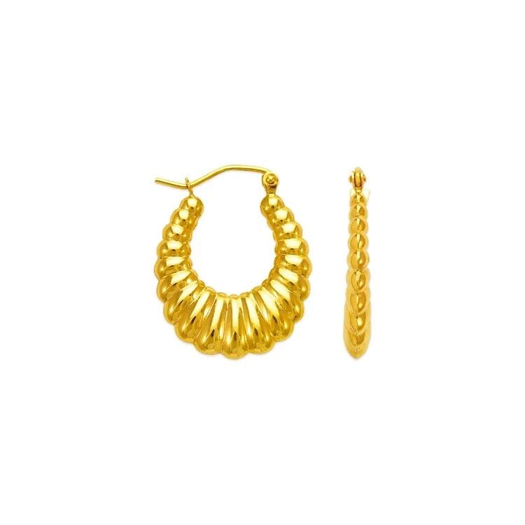 NEW 14K YELLOW GOLD HOLLOW SHRIMP HOOP EARRINGS: NEW 14K YELLOW GOLD HOLLOW SHRIMP HOOP EARRINGS HOLLOW SHRIMP HOOP EARRINGS NEW 14K YELLOW GOLD Width: Approx. 18mm Apx WEIGHT: 1.9g
