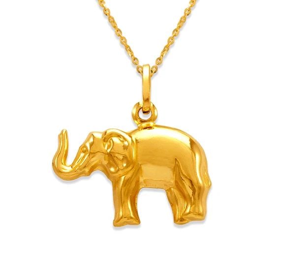 NEW 14K YELLOW GOLD ELEPHANT CHARM PENDANT (1 of 2)