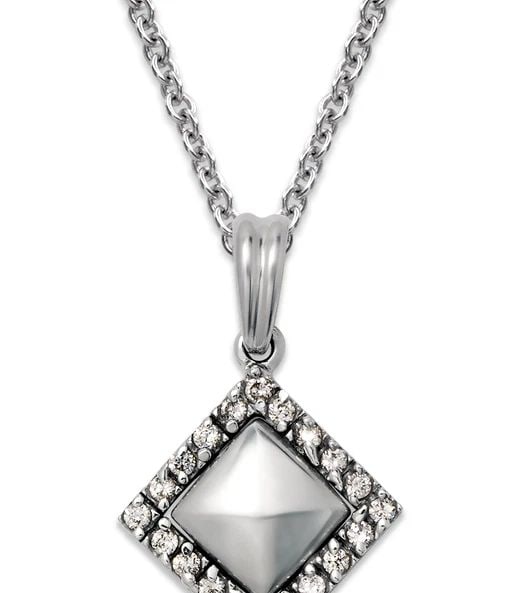 NEW 14K WHITE GOLD DIAMOND SHAPED PENDANT (1 of 2)
