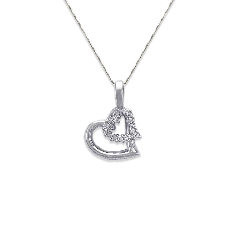 NEW 14K WHITE GOLD TWO HEARTS PENDANT (1 of 2)
