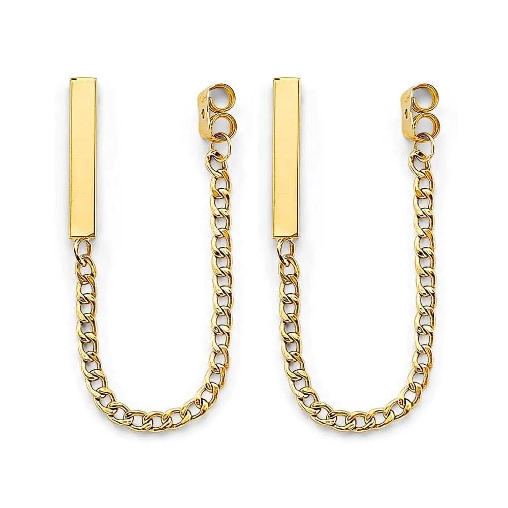 NEW 14K YELLOW GOLD BAR WITH HANGING EARRINGS (1 of 2)