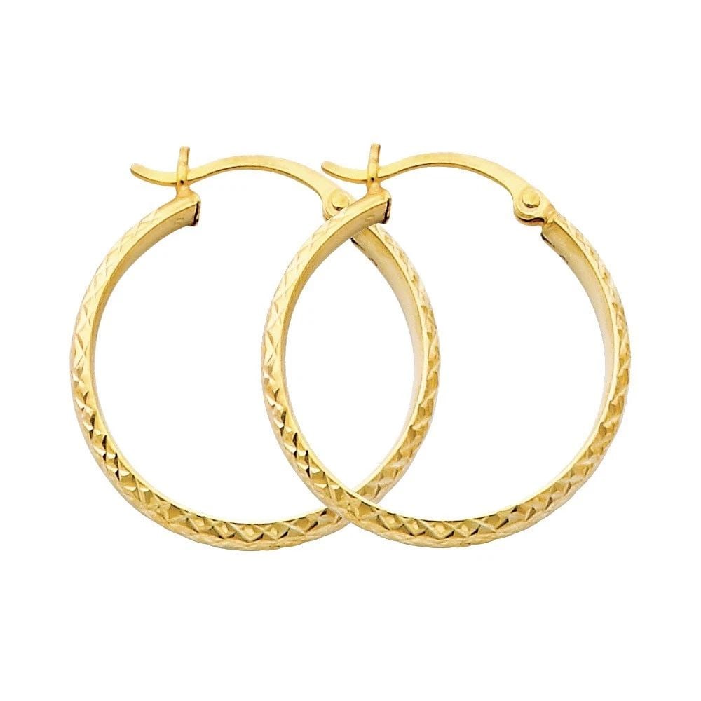 NEW 14K YELLOW GOLD DC 2.8MM HOLLOW ROUND TUBE HOOP EARRINGS (25MM): NEW 14K YELLOW GOLD DC 2.8MM HOLLOW ROUND TUBE HOOP EARRINGS (25MM) DC 2.8MM HOLLOW ROUND TUBE HOOP EARRINGS (25MM) NEW 14K YELLOW GOLD HEIGHT - 25 mm WIDTH - 25 mm Apx WEIGHT - 1.4 g