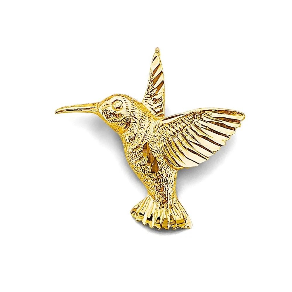 NEW 14K YELLOW GOLD HUMMING BIRD PENDANT (1 of 2)