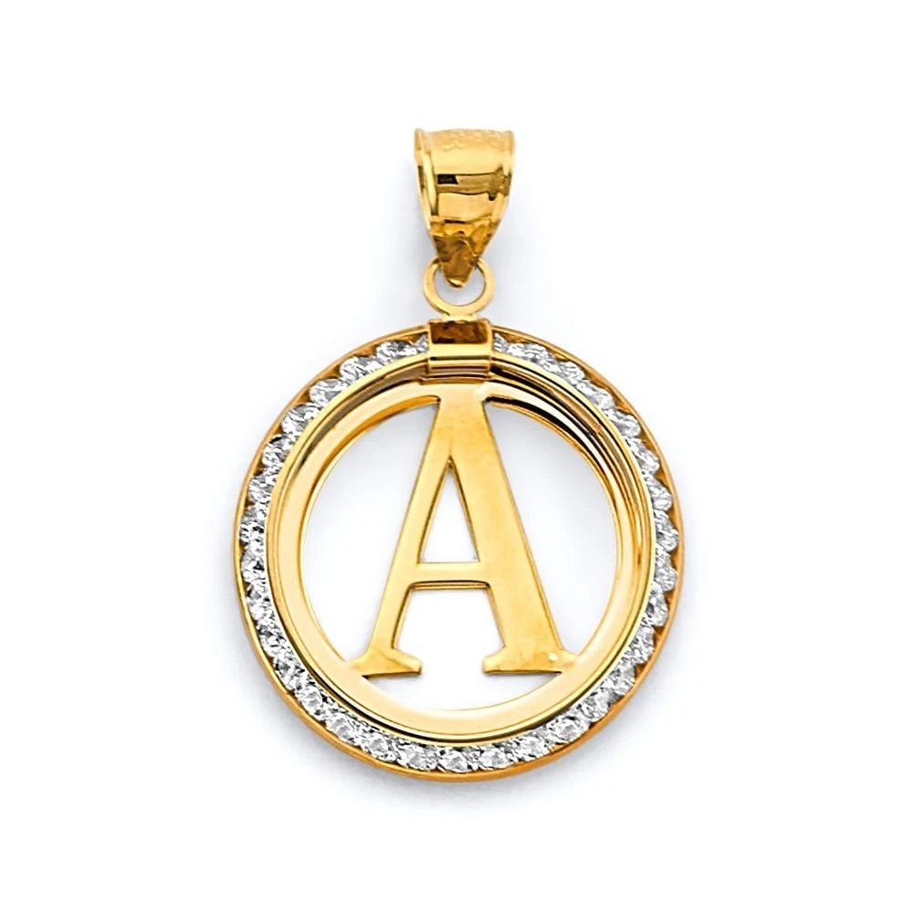 NEW 14K YELLOW GOLD ROUND INITIAL PENDANT (1 of 2)