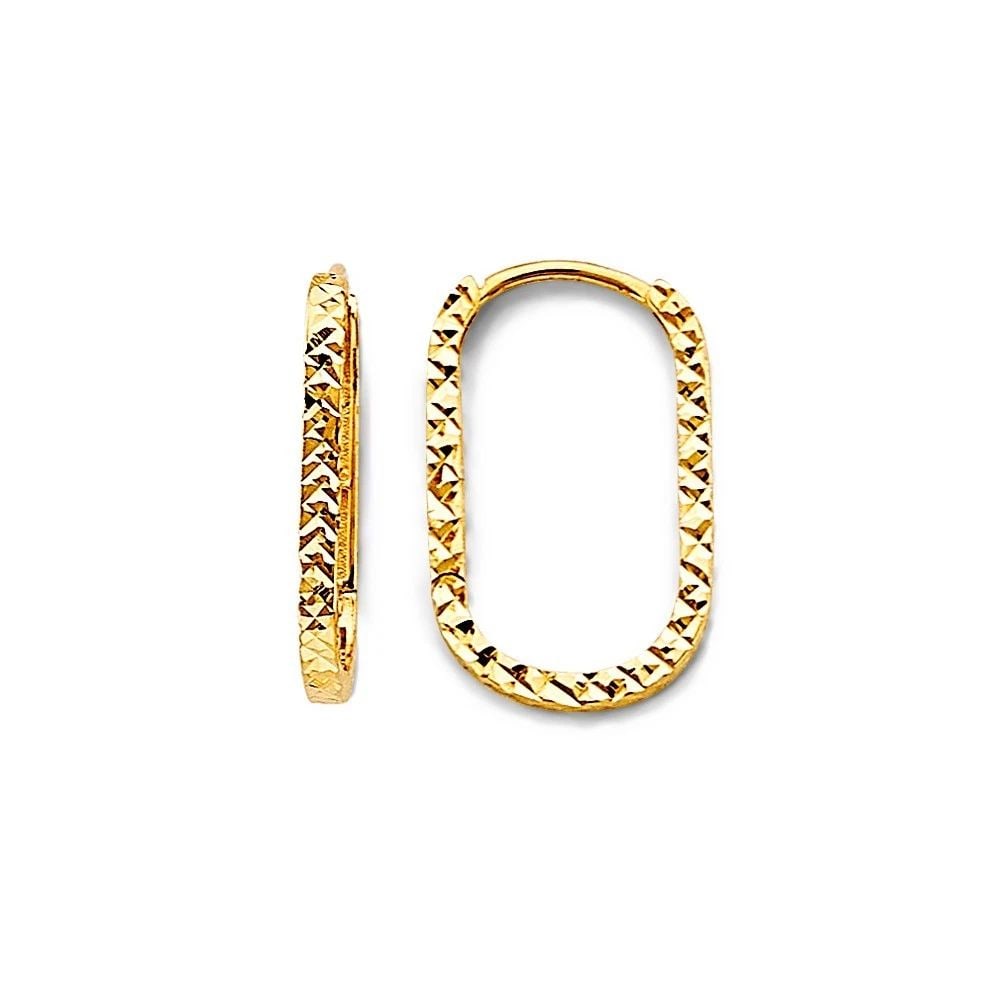 NEW 14K YELLOW GOLD DC PAPERCLIP HUGGIES EARRINGS (1 of 2)