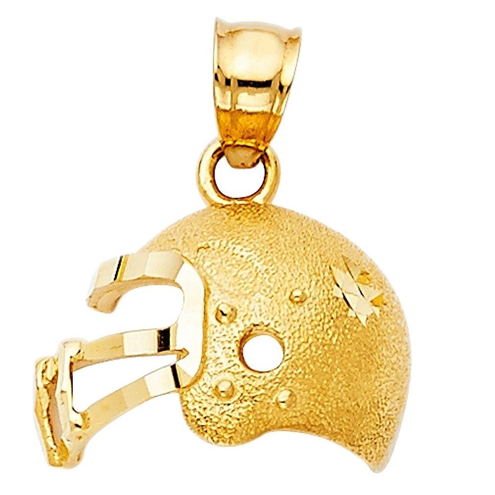 NEW 14K YELLOW GOLD FOOTBALL HELMET PENDANT (1 of 2)