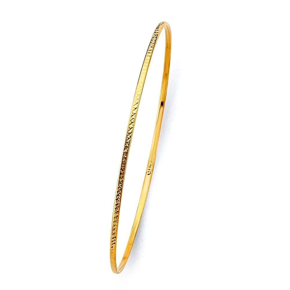 NEW 14K YELLOW GOLD 1.5MM THIN LIGHT DC BANGLE (1 of 2)