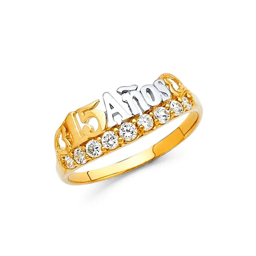 NEW 14K TWO TONE GOLD 15 YEARS RING - SIZE 7: NEW 14K TWO TONE GOLD 15 YEARS RING 15 YEARS RING NEW 14K TWO TONE GOLD WIDTH: 7 mm Average Apx. WEIGHT: 1.9g