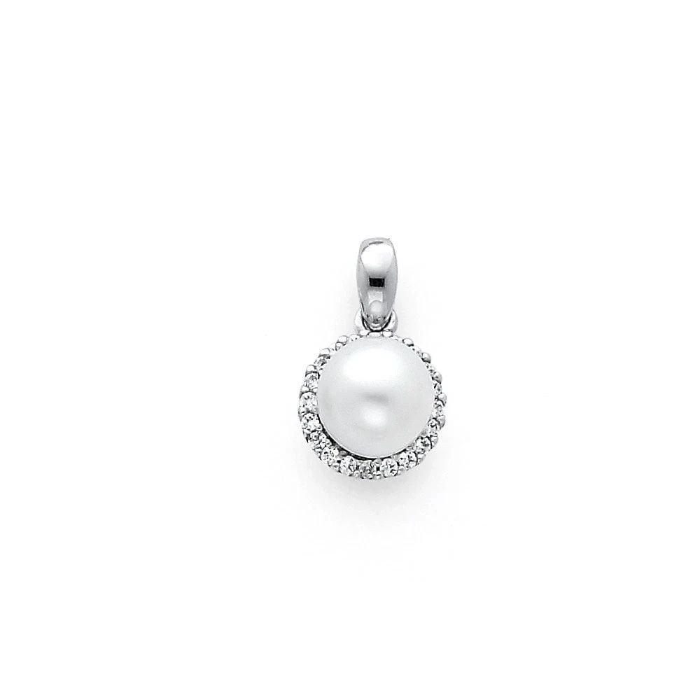 NEW 14K WHITE GOLD PEARL PENDANT (1 of 2)