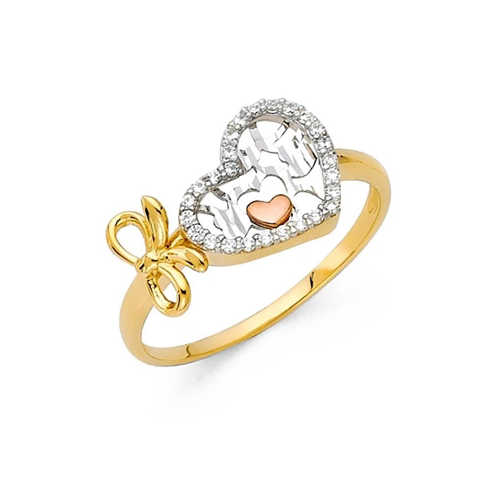 NEW 14K TRI COLOR GOLD FANCY RING -SIZE 7: NEW 14K TRI COLOR GOLD FANCY RING FANCY RING NEW 14K TRI COLOR GOLD WIDTH : 10 mm Average Apx. WEIGHT : 1.9g