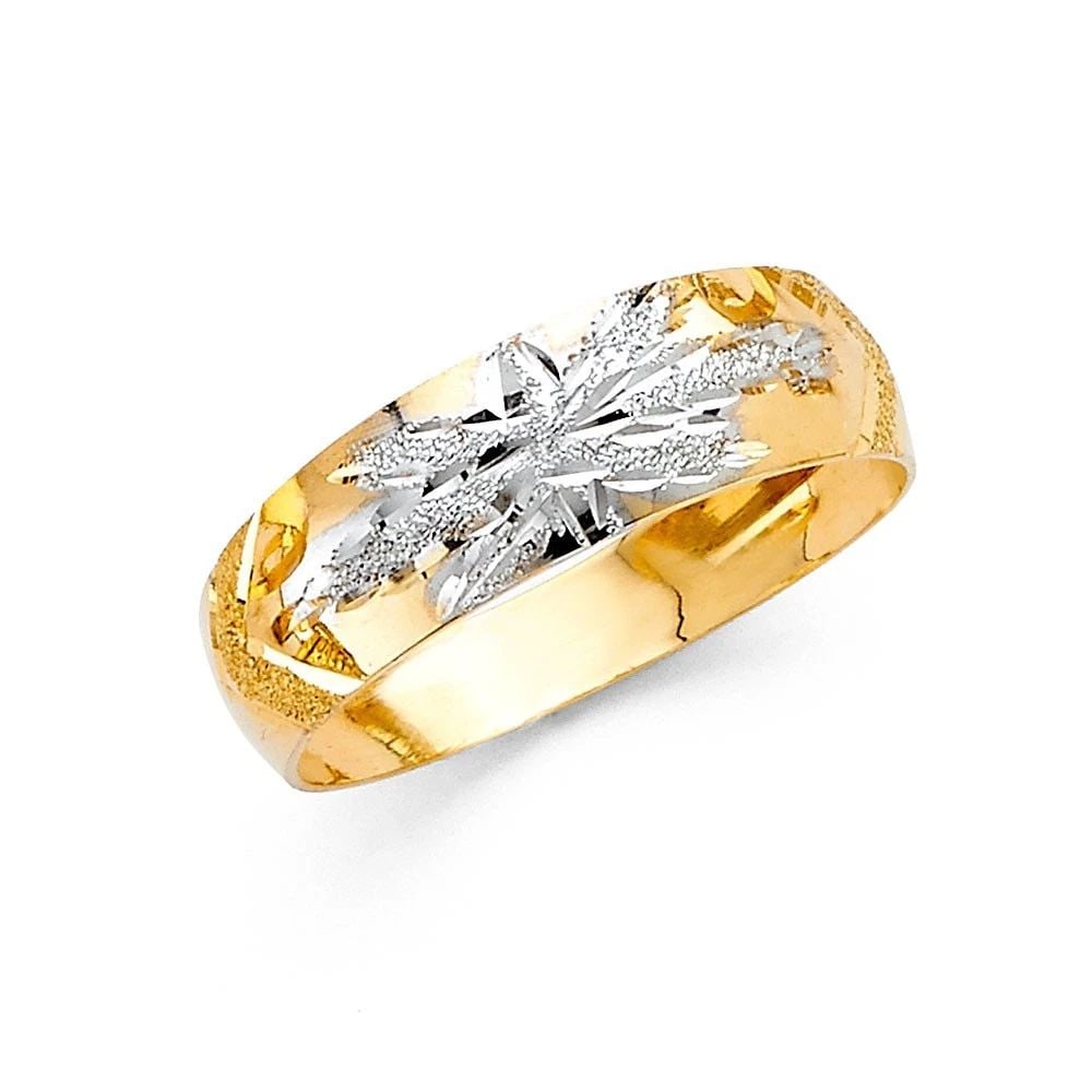 NEW 14K TWO TONE GOLD 6MM LIGHT TAPE RED WEDDING BAND- SIZE 7 (1 of 2)