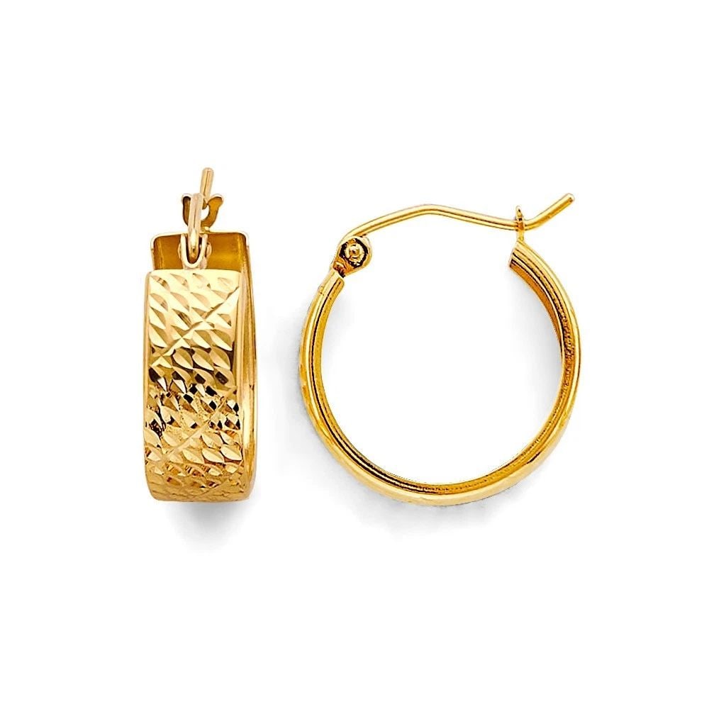 NEW 14K YELLOW GOLD SHINY DC HUGGIES EARRINGS (1 of 2)