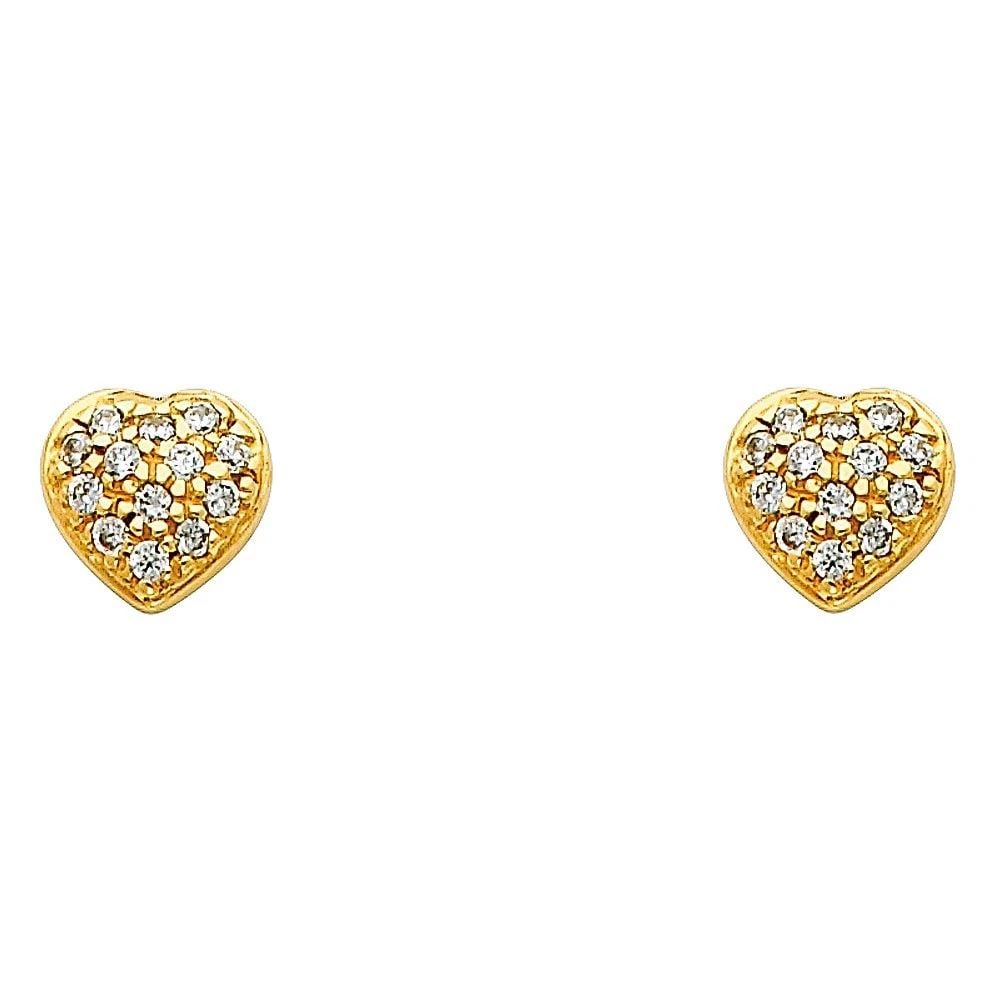 NEW 14K YELLOW GOLD HEART EARRINGS (1 of 2)