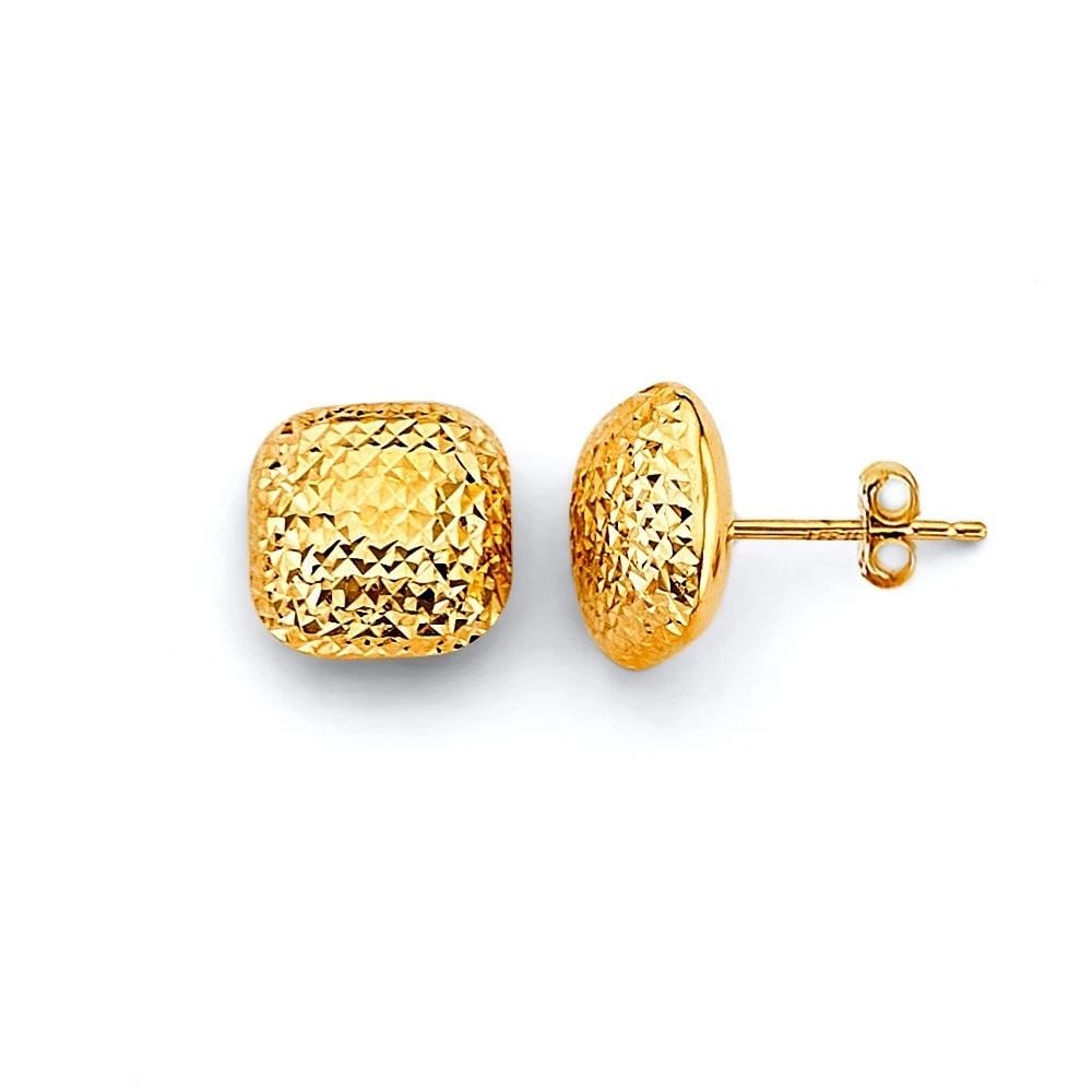 NEW 14K YELLOW GOLD DC FLAT SQUARE PUSH BACK EARRINGS (1 of 2)