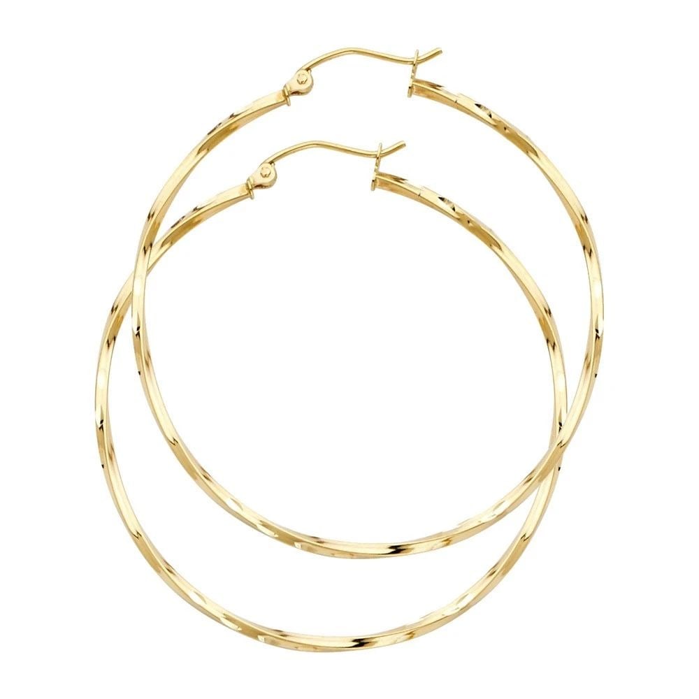 NEW 14K YELLOW GOLD CURLED HOOP EARRINGS (1 of 2)