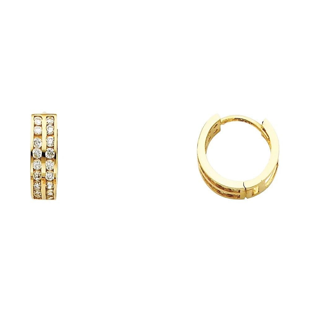NEW 14K YELLOW GOLD DOUBLE HUGGIES EARRINGS (1 of 2)