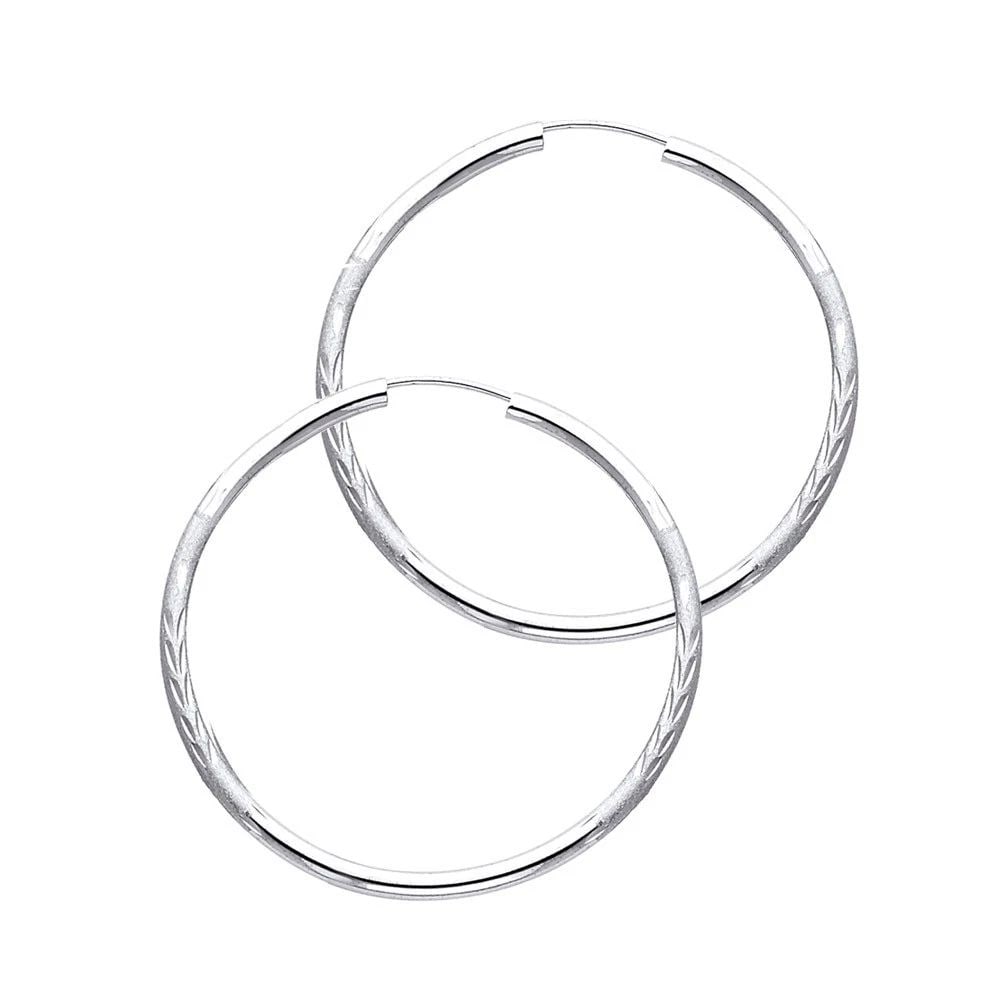 NEW 14K WHITE GOLD 2MM BUDDED DC ENDLESS HOOP EARRINGS (30MM): NEW 14K WHITE GOLD 2MM BUDDED DC ENDLESS HOOP EARRINGS (30MM) 2MM BUDDED DC ENDLESS HOOP EARRINGS (30MM) NEW 14K WHITE GOLD Height : 30 mm Width : 30 mm Weight : 1.4g