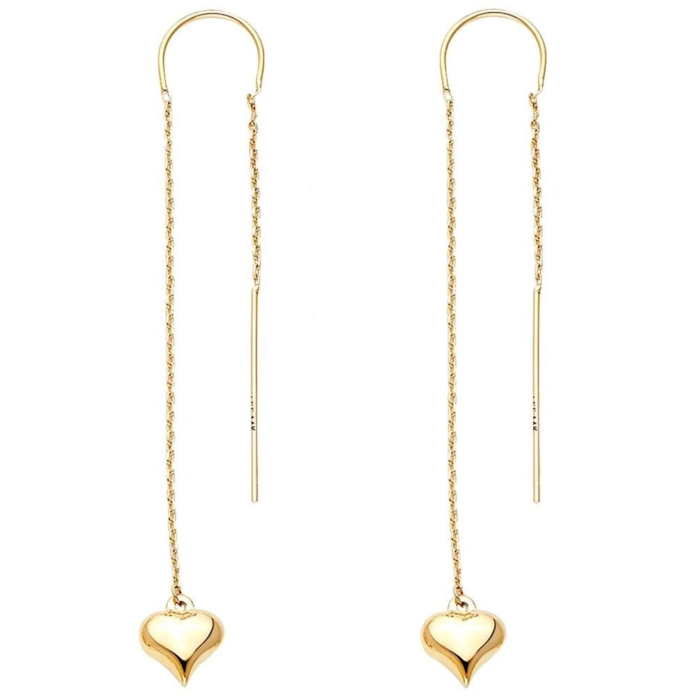 NEW 14K YELLOW GOLD DOUBLE LINES HEART EARRINGS (1 of 2)