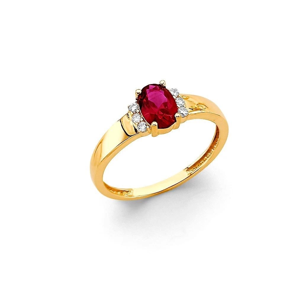 NEW 14K YELLOW GOLD FANCY RED RING - SIZE 7 (1 of 2)