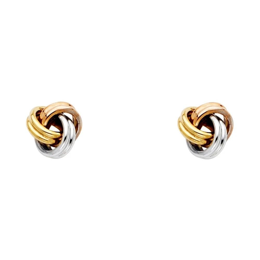 NEW 14K TRI COLOR GOLD LOVE KNOT EARRINGS (1 of 2)