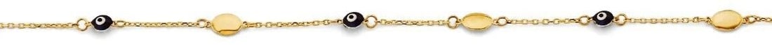 NEW 14K YELLOW GOLD BLUE COLOR EVIL EYE BRACELET (1 of 2)